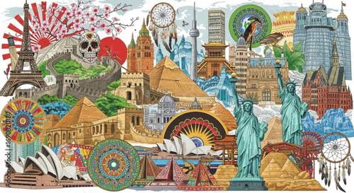 Pixel art illustration of the houses of parliament and big ben in london, england, with a blue sky and white clouds