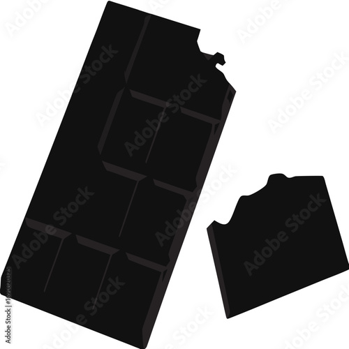 Bitten Dark Chocolate Bar Illustration