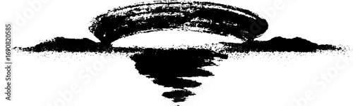 Grunge black and white halftone tornado illustration set for urban design and poster art