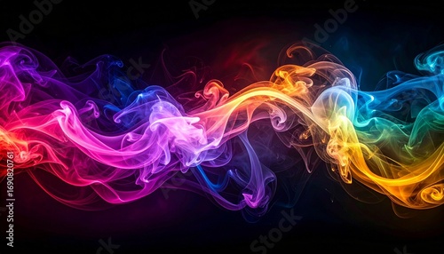 Smoke texture with colorful swirling shapes mysterious glowing artistic abstract background

