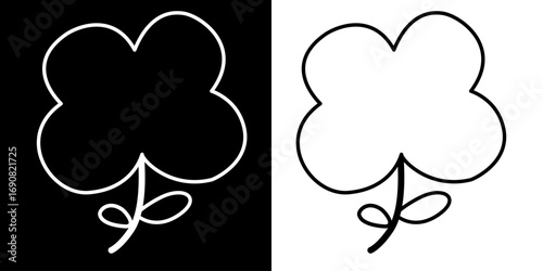 Flower doodle  vector on black and white background.