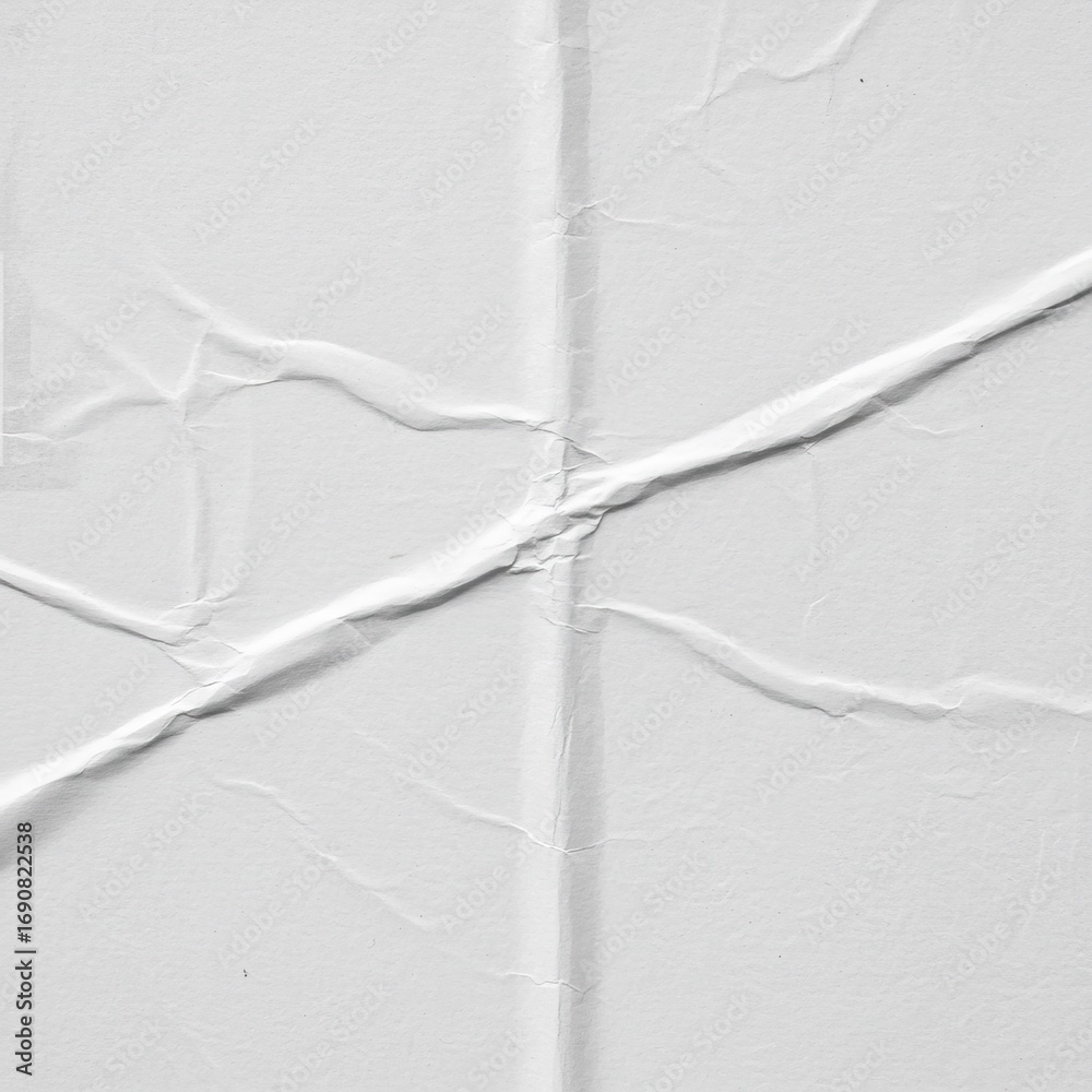 Obraz premium White Creased Paper Texture Background Detailed Close Up Shot Showing Wrinkles and Creases in White Paper Surface with Subtle Light and Shadow