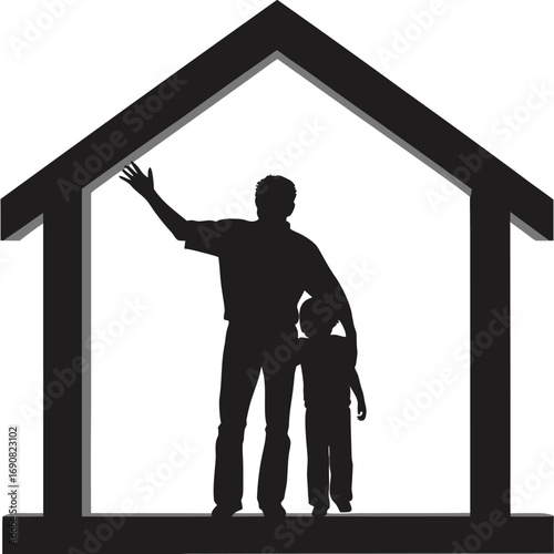 Father and Son in Home Silhouette