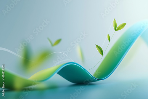The graph features a smooth, upward curve with green, eco-friendly colors symbolizing environmental sustainability and growth 