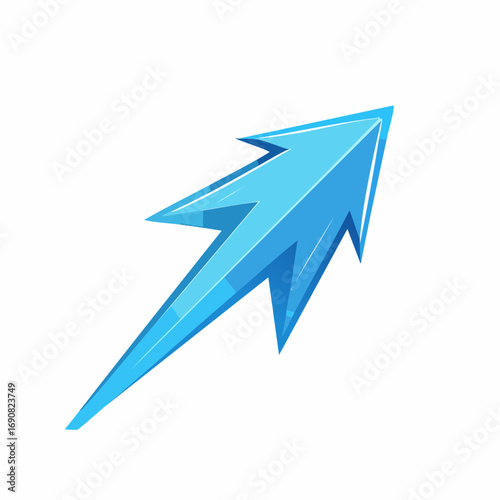 Stylized glossy blue arrow pointing upward as a dynamic symbol of progress, growth, and forward momentum