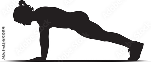Fitness athlete silhouette in plank pose exercising for strength and core training