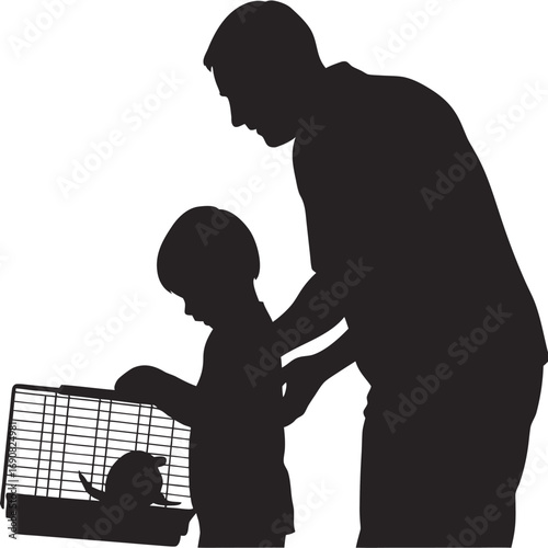 Father and Child with Pet