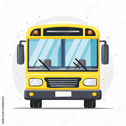 Illustration of a classic yellow school bus with a friendly face, ready to pick up students for a day of learning and adventure