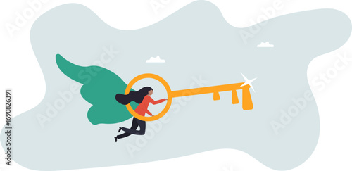 Key success to unlock true potential to win business or career improvement, moving forward for bright future, new opportunity or business direction .about a man and his life.