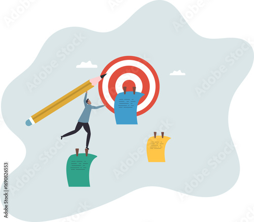 Goal setting, achievable target or purposeful objective, mission to accomplish or challenge to win for business success .about a man and his life.