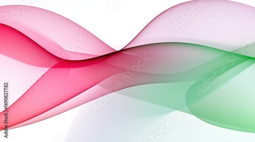 Abstract Artwork Featuring Pink and Green Waves