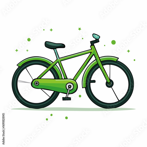 A vibrant green bicycle illustration symbolizing eco-friendly transport and a healthy, active lifestyle. Vector graphic of a modern city bike for sustainable urban commuting