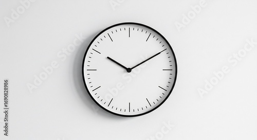 Wallpaper Mural Simple black clock displays time against a clean white wall subtly lit.. AI Generated Torontodigital.ca