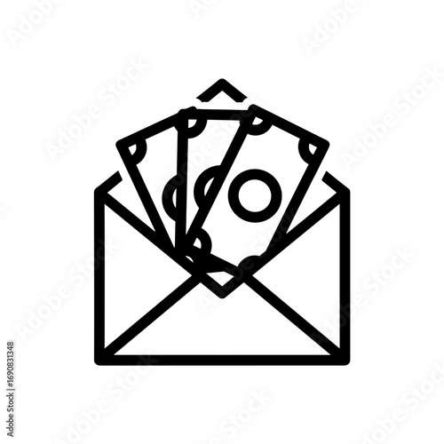 An envelope with cash, a financial transaction, and the concept of transferring money on a transparent background