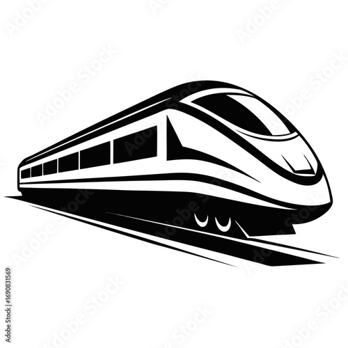 High-speed rail  black silhouette vector illustration white background