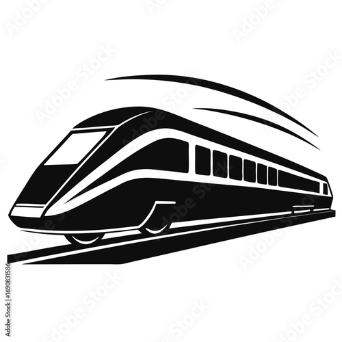 High-speed rail  black silhouette vector illustration white background
