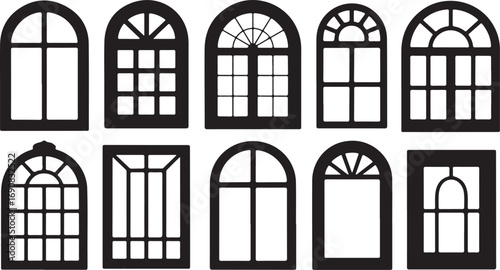 Various architectural window designs architecture silhouette