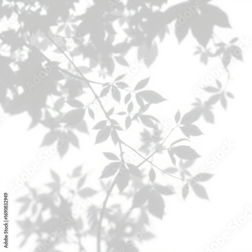 shadow overlay effect. Gray shadow of leaves isolated on white background. Plant foliage leaf shadow light effect. Mockup Blurred tree branch shadow. Ideal for summer spring design elements PNG