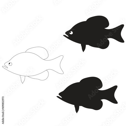 a set of fish icon vector silhouette 