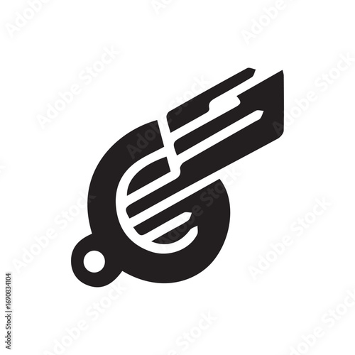 2d whistle logo with white background