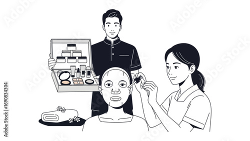 Medical professionals in a clinic performing a cosmetic procedure on a patient with a focused and attentive approach to care and treatment