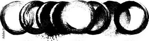Abstract grunge black and white ink circle set for design