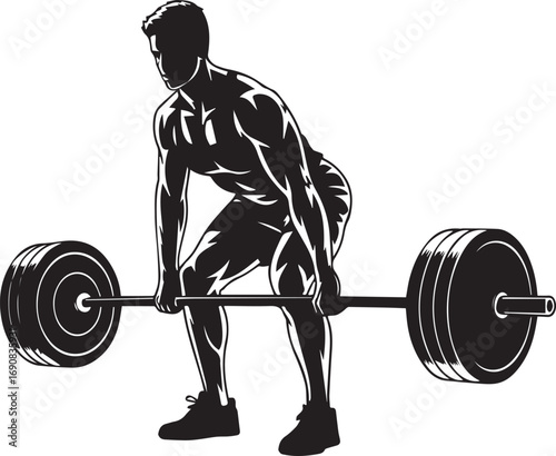 Muscular fitness athlete performing a deadlift with heavy weights fitness exercise silhouette
