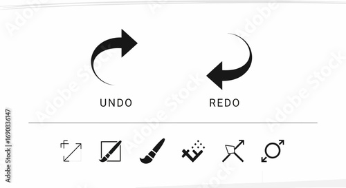 Undo and Redo commands with editing toolbar, design icons and drawing tools