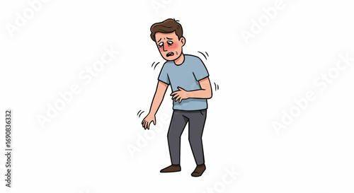 Sick Man Cartoon – Illness and Weak Body Illustration