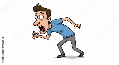 Scared Man Cartoon – Frightened Male Character Illustration