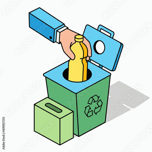  Isometric Recycling PSA Vector Icon