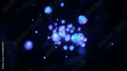 Shimmering blue celestial dust clusters adrift in the dark