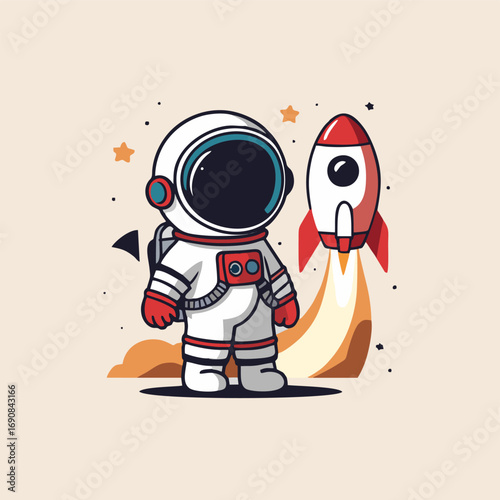 An adorable scene featuring a cheerful astronaut in a cozy rocket, holding a tiny Martian pet, with bright planets and shooting stars visible through the porthole as they journey toward Mars.