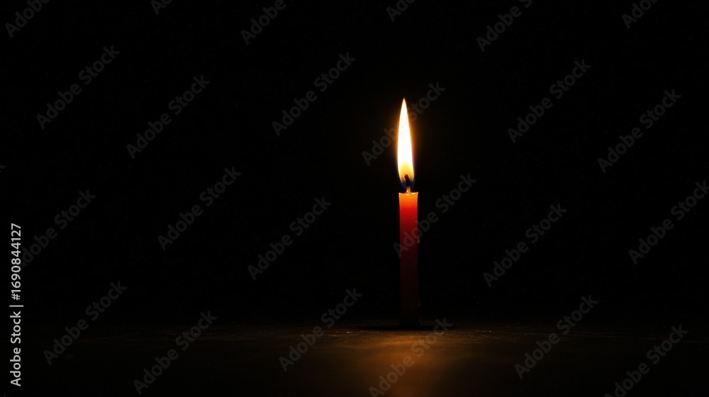 Fototapeta premium A single red candle in the dark.