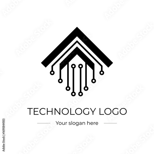 Formal and elegant logo vector design made with abstract lines with black polygons for technology or artificial intelligence companies on a white background.