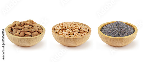 Bitter Seed and Nut Set Featuring Bitter Almond, Bitter Lupin, and Black Poppy Seeds in Culinary Layout