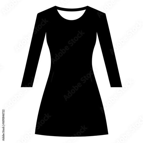 Black Silhouette Sweater Dress Vector Illustration Isolated on White Background