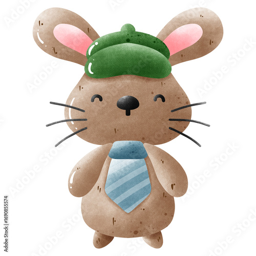 Babbitt wearing a green hat 