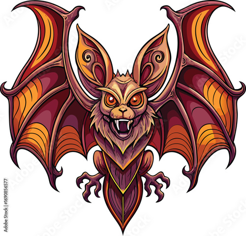 Gothic Victorian Halloween Elegance Fantasy Bat Vector Illustration