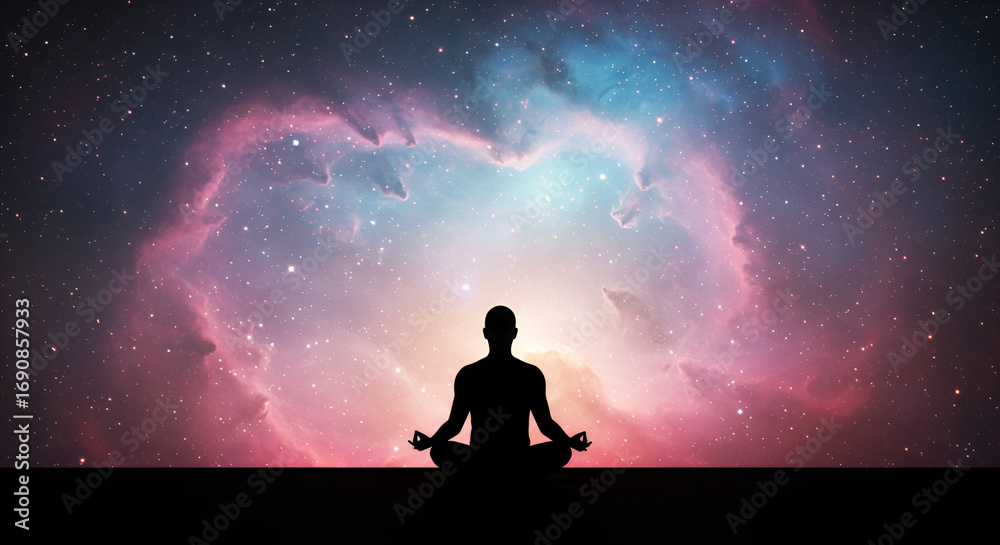 custom made wallpaper toronto digitalSilhouette of a meditating person against the backdrop of a cosmic nebula