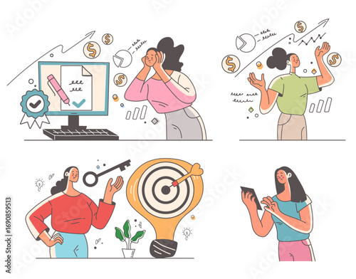Business people characters office workers team managers concept set collection. Vector graphic design element illustration