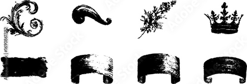 Vintage black and white ornamental grunge elements for design