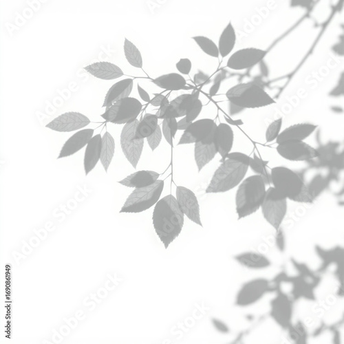 shadow overlay effect. Gray shadow of leaves isolated on white background. Plant foliage leaf shadow light effect. Mockup Blurred tree branch shadow. Ideal for summer spring design elements PNG