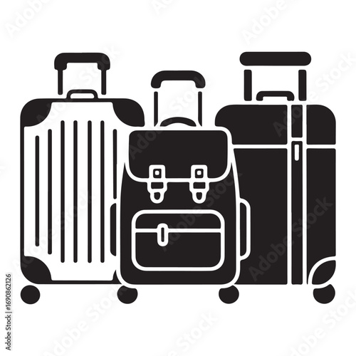 Travel luggage and bag icons set