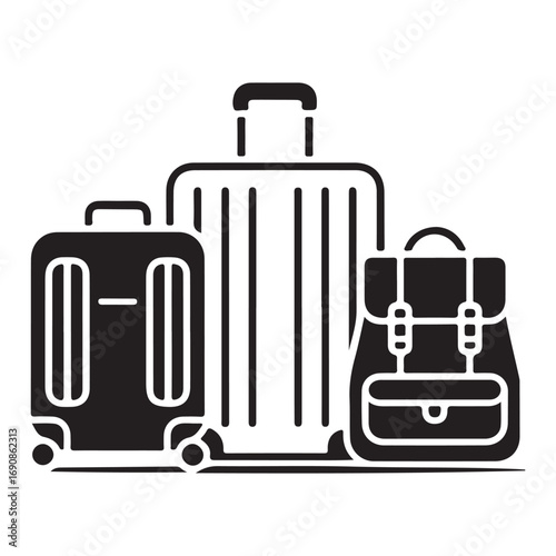 Travel luggage and bag icons set