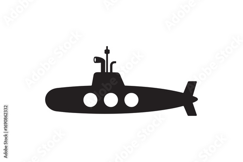 Submarine Silhouette Vector Illustration Underwater Vehicle Clip Art Graphic