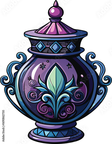 Gothic Victorian Halloween Elegance Ornate Purple Fantasy Urn Design
