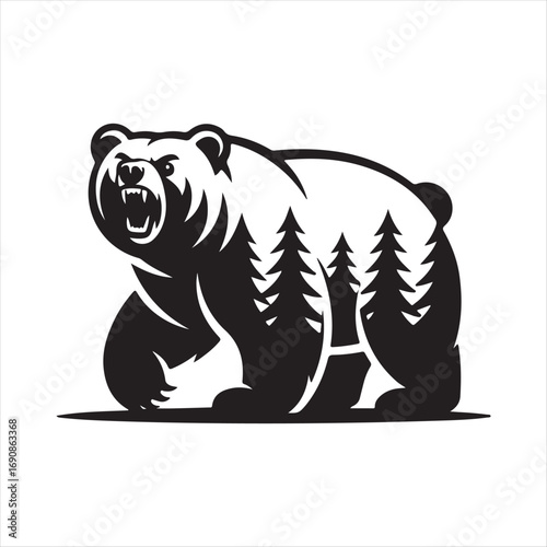 bear vector silhouette sketch art logo design collections