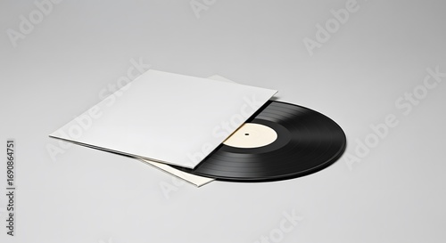 Minimalist Vinyl Record and Cover, Clean Design