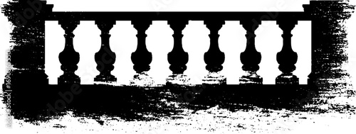 Grunge black and white ornate balustrade design for urban art and decor